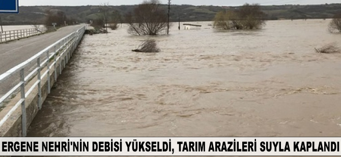 Ergene Nehri'nin debisi yükseldi, tarım arazileri suyla kaplandı