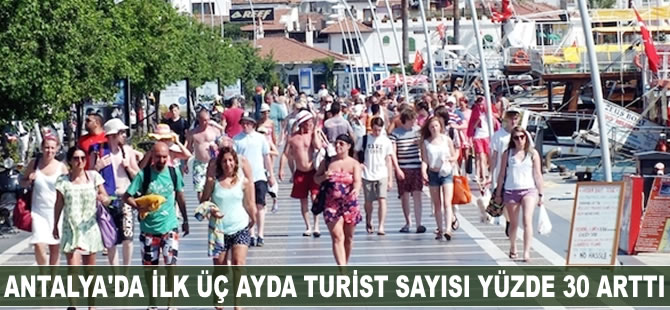 Antalya'da ilk üç ayda turist sayısı yüzde 30 arttı