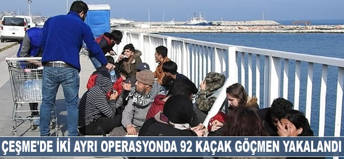Çeşme'de iki ayrı botta 92 kaçak göçmen yakalandı