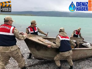 Van Gölü'nde kaçak avcılıkta kullanılan ağ ile tekne bulundu