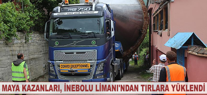Maya kazanları, İnebolu Limanı'ndan tırlara yüklendi