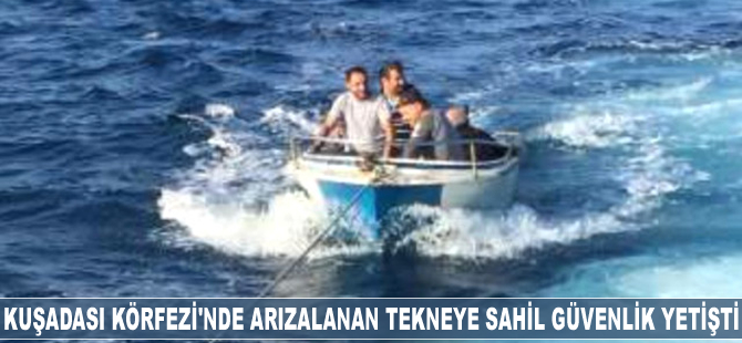 Kuşadası Körfezi'nde arızalanan tekneyi Sahil Güvenlik kurtardı