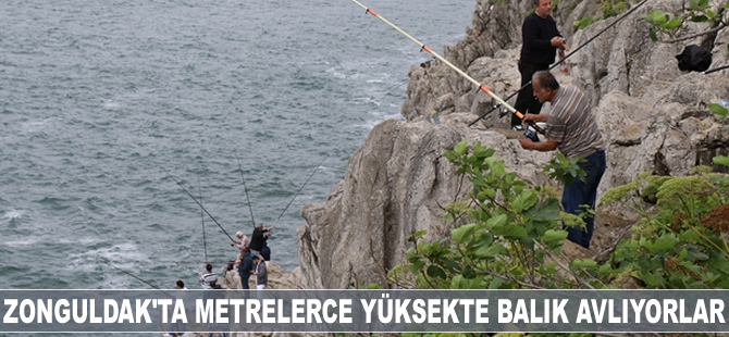 Zonguldak'ta metrelerce yüksekte balık avlıyorlar