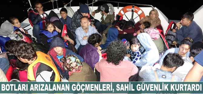 Botları arızalanan göçmenleri, Sahil Güvenlik kurtardı