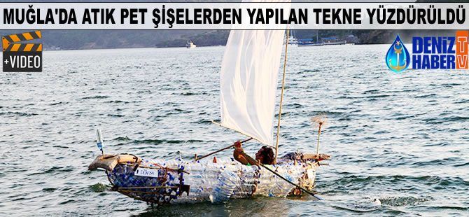 Atık pet şişelerden yapılan 2 metre boyundaki tekne yüzdürüldü