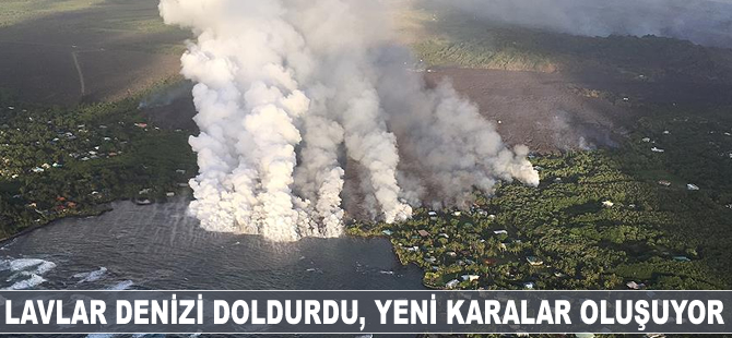 Lavlar denizi doldurdu, yeni karalar oluşuyor