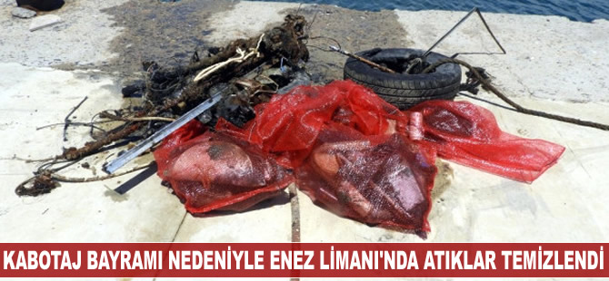 Kabotaj Bayramı nedeniyle Enez Limanı'nda atıklar temizlendi