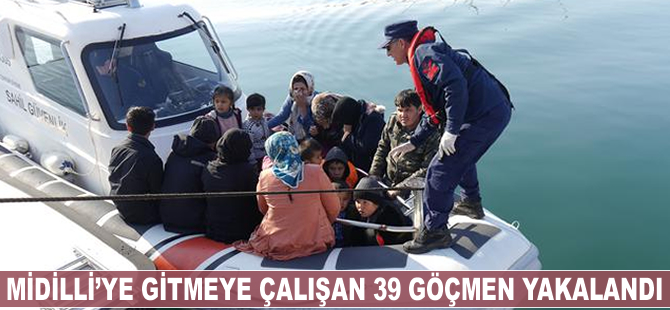 Lastik botla Midilli'ye gitmeye çalışan 39 göçmen yakalandı