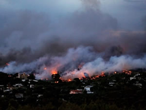 Yangından kurtulmak için teknelerle deniz kıyısına geçtiler