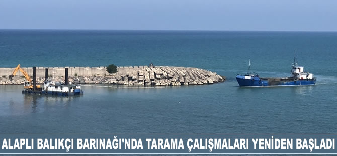 Alaplı Balıkçı Barınağı'nda tarama çalışmaları yeniden başladı
