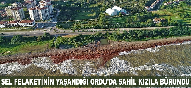 Sel felaketinin yaşandığı Ordu'da sahil kızıla büründü