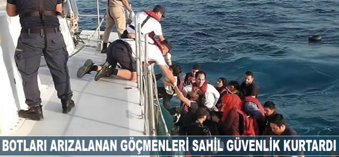Botları arızalanan göçmenleri Sahil Güvenlik kurtardı