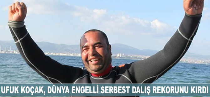Ufuk Koçak, dünya engelli serbest dalış rekorunu kırdı