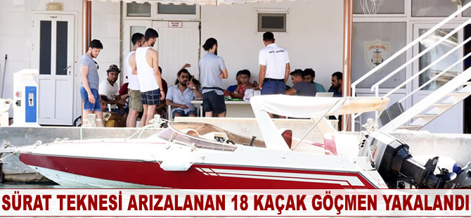 Sürat teknesi arızalanan 18 kaçak göçmen kurtarıldı