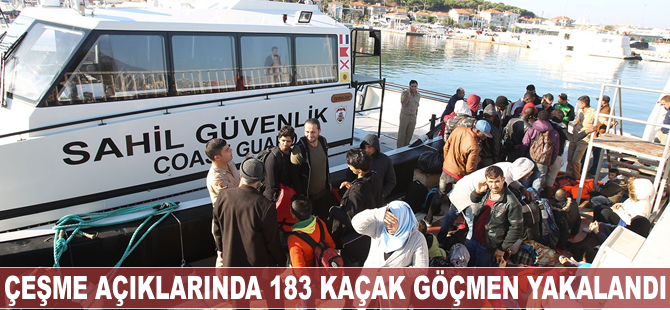 Çeşme açıklarında 183 kaçak göçmen yakalandı