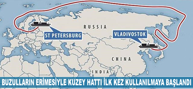 Buzulların erimesiyle Kuzey Hattı ilk kez kullanılmaya başlandı