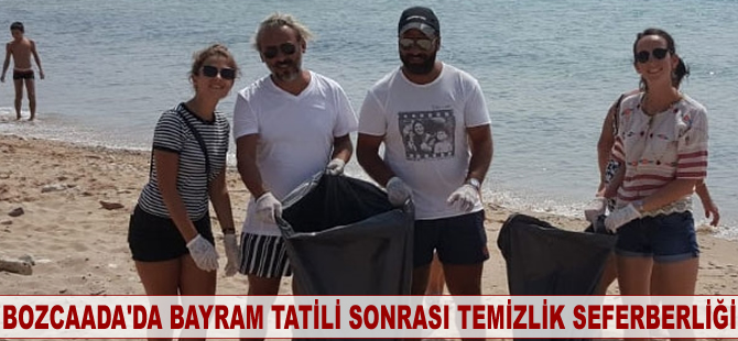 Bozcaada'da bayram tatili sonrası temizlik seferberliği