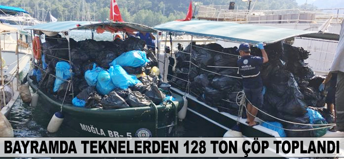 Bayramda teknelerden 128 ton çöp toplandı
