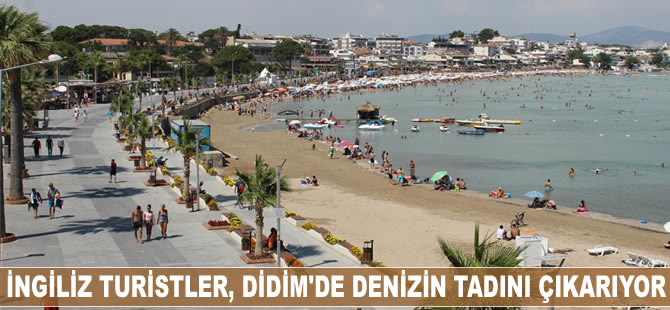 İngiliz turistler, Didim'de denizin tadını çıkarıyor