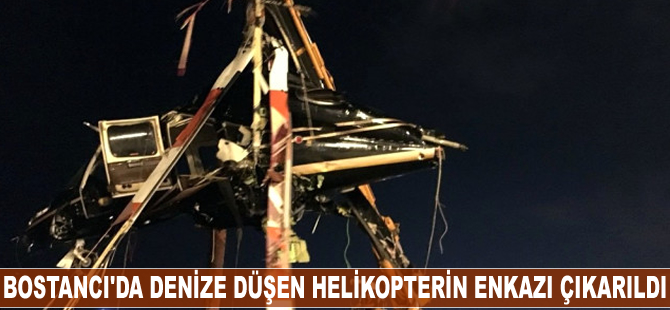 Bostancı'da denize çakılan helikopterin enkazı çıkarıldı