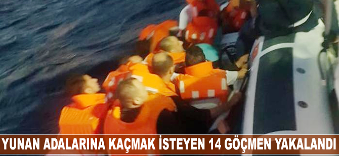 Yunan adalarına kaçmak isteyen 14 göçmen yakalandı
