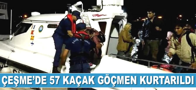 Çeşme’de 57 kaçak göçmen kurtarıldı