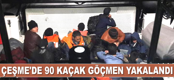 Çeşme'de 90 kaçak göçmen yakalandı