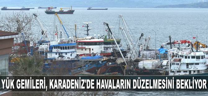 Yük taşımacılığı yapan gemiler, Karadeniz'de havaların düzelmesini bekliyor