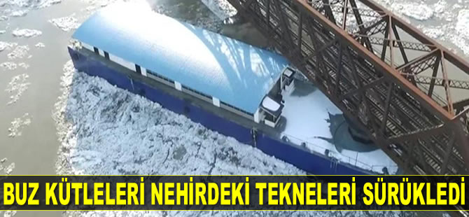 ABD’de buz kütleleri nehirdeki tekneleri sürükledi