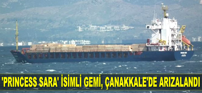 'Princess Sara' isimli kargo gemisi, Çanakkale Boğazı'nda arızalandı