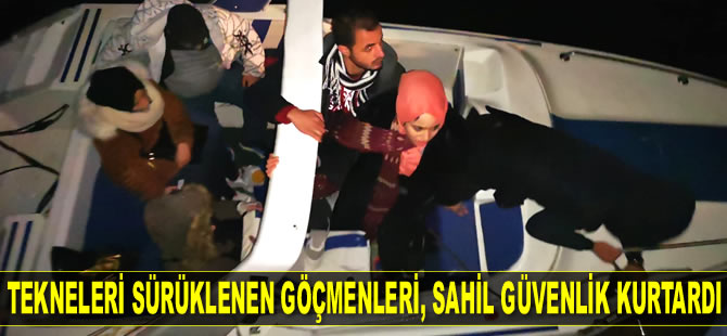 Tekneleri sürüklenen göçmenleri, Sahil Güvenlik kurtardı