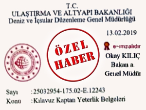 Bakanlık, kılavuz kaptan transfer yasağını Kıyı Emniyeti Genel Müdürlüğü ile sınırladı