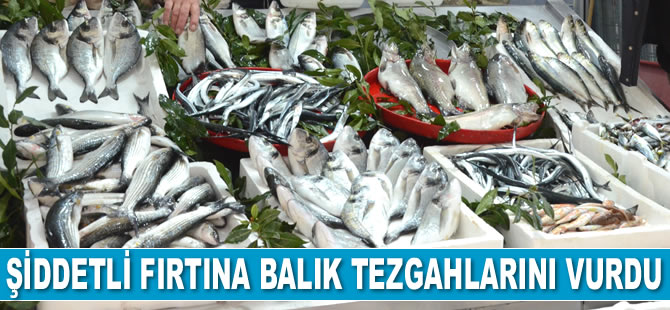 Şiddetli fırtına balık tezgahlarını vurdu