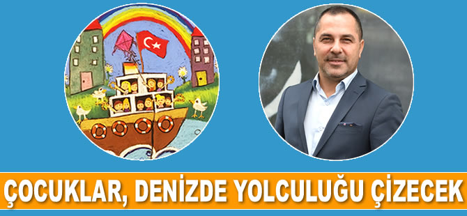 Çocuklar, denizde yolculuğu çizecek