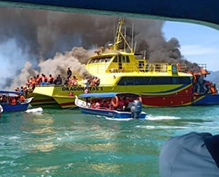‘Dragon Star’ isimli feribotta yangın çıktı: 55 kişi kurtarıldı...