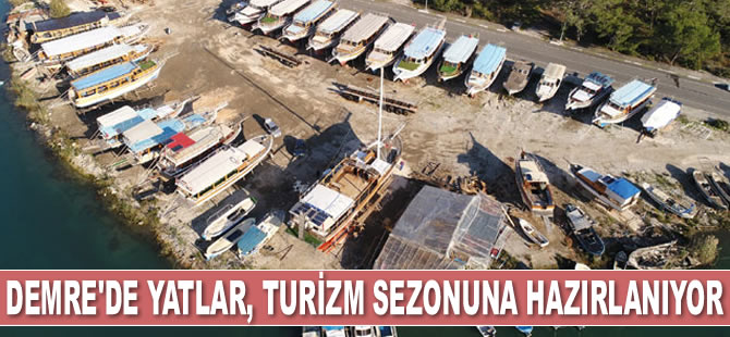 Demre'de yatlar, turizm sezonuna hazırlanıyor