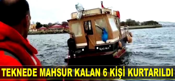 Kalamış'ta teknede mahsur kalan 6 kişi kurtarıldı