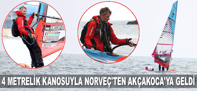 Norveç'ten Akçakoca'ya 4 metrelik kanosuyla geldi