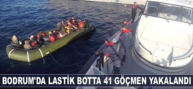 Bodrum’da lastik botta 41 düzensiz göçmen yakalandı