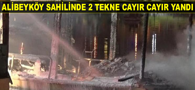 Alibeyköy sahilinde 2 tekne yandı