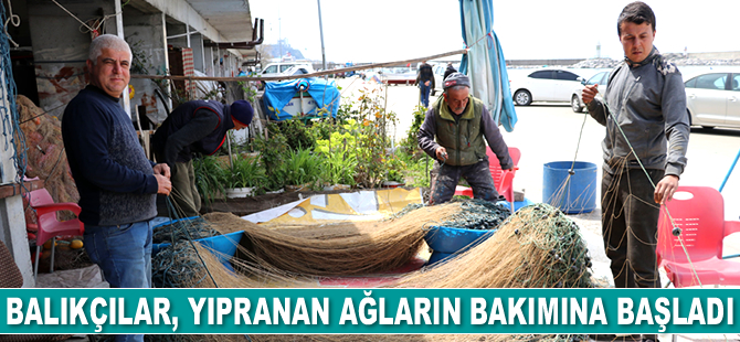 Balıkçılar, yıpranan ağların bakımına başladı