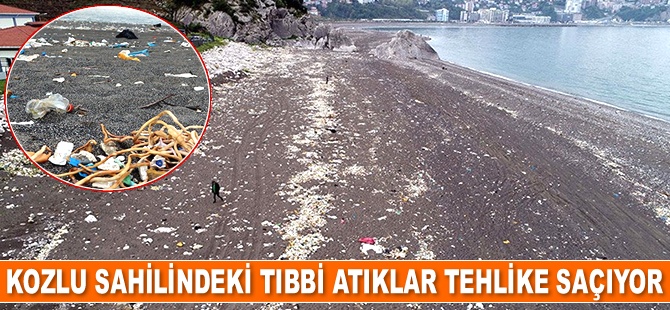 Kozlu sahilindeki tıbbi atıklar tehlike saçıyor