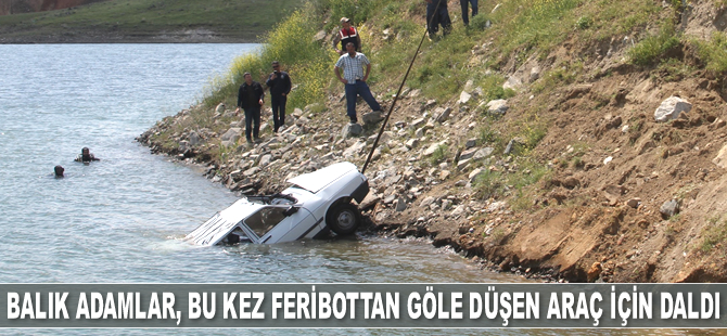 Balık adamlar, bu kez feribottan baraj gölüne düşen araç için daldı