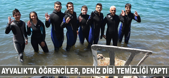 Ayvalık’ta öğrenciler, deniz dibi temizliği yaptı