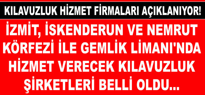 İzmit, İskenderun, Nemrut Körfezi ile Gemlik Limanı'nda hizmet verecek kılavuzluk şirketleri belirlendi