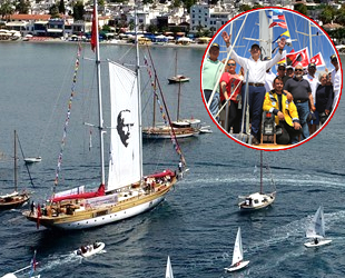 STS Bodrum Okul Gemisi, karada ve denizde coşkuyla karşılandı