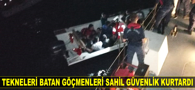 Tekneleri batan göçmenleri Sahil Güvenlik kurtardı