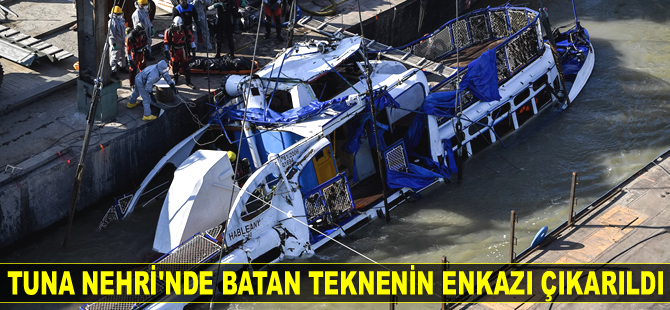 Tuna Nehri'nde batan teknenin enkazı çıkarıldı