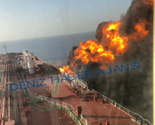 Umman Denizi’ndeki tankerlerin patlama anının görüntülerine Deniz Haber Ajansı ulaştı