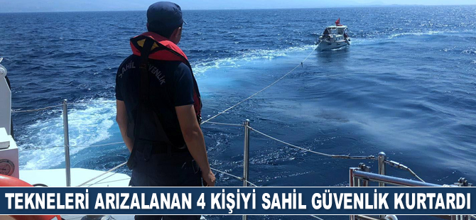 Bodrum’da tekneleri arızalanan 4 kişiyi Sahil Güvenlik kurtardı